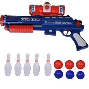 Table Tennis Ball Gun Toy Set | Interactive Ping Pong Launcher Shooting Game for Kids | Bowling Competition Toy with Foam Balls & Pins for Indoor Fun | Safe Sports Action Toy for Toddlers Age 3+ - Image 1