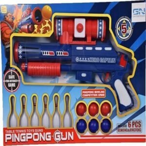 Table Tennis Ball Gun Toy Set | Interactive Ping Pong Launcher Shooting Game for Kids | Bowling Competition Toy with Foam Balls & Pins for Indoor Fun | Safe Sports Action Toy for Toddlers Age 3+ - Image 2