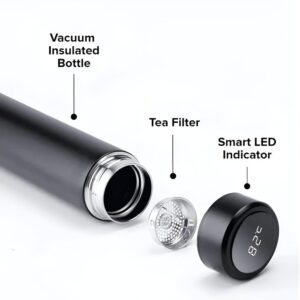 Smart Vacuum Insulated Water Bottle | 500ml Stainless Steel Flask with LED Touch Temperature Display & Leak-Proof Lid | Intelligent Double Wall Thermos Travel Mug for Gym, Office & Travel – Matte Black Edition - Image 2