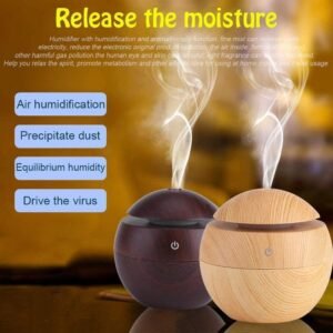 Ultrasonic Aroma Diffuser & Humidifier | Cool Mist Essential Oil Diffuser with Wood Grain Design | USB Air Purifier for Home, Office, Yoga & Aromatherapy - Image 3