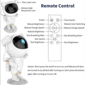 Astronaut Star Galaxy Projector Lamp with Remote & Timer | 360° Rotating Nebula Night Light with Magnetic Head Design | Smart Starry Sky Projector for Kids & Adults | Aesthetic Space-Themed Bedroom, Gaming Room & Home Decor Lamp (White) - Image 4