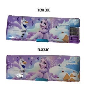 Frozen Elsa & Anna Magnetic Pencil Box for Girls | Double-Sided Pencil Case with Built-in Dual Sharpener & Multi-Compartment Storage | Durable Large Capacity School Stationery Organizer for Kids & Students - Image 3