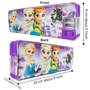 Frozen Elsa & Anna Magnetic Pencil Box for Girls | Double-Sided Pencil Case with Built-in Dual Sharpener & Multi-Compartment Storage | Durable Large Capacity School Stationery Organizer for Kids & Students - Image 4
