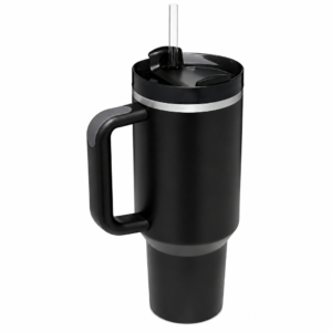 Stanley STNXV1401 Vacuum Insulated Tumbler with Handle | Stainless Steel Travel Mug with Comfort-Grip Handle & Straw Lid | Premium Reusable Water Bottle for Office, Gym & Travel – Stealthy Matte Black Edition - Image 1