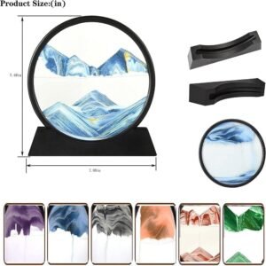 Moving Sand Art Picture | 3D Deep Sea Sandscape Rotating Glass Frame for Desktop Decor | Stress Relief Flowing Sand Painting Sculpture for Home, Office & Study Table | Creative Relaxing Sand Art Display - Image 3